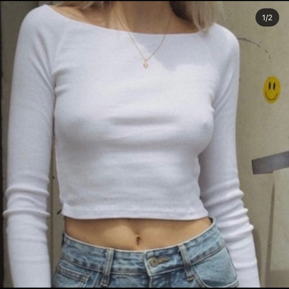 Brandy Melville Kaitlyn Off Shoulder White Top